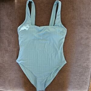 Onia Women's Blue Square Neckline Monokini One Piece Swimsuit Size Large